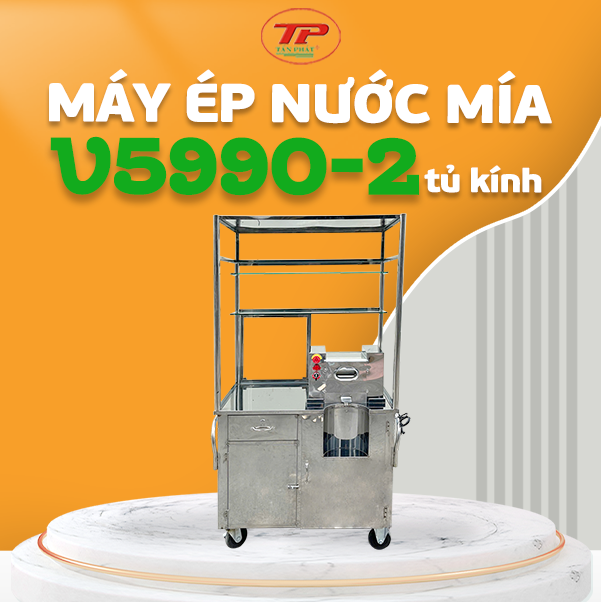 Máy Ép Mía Siêu Sạch Đầu Liền Bàn Có Kính V5990-2-800w (Ép 2 cây / lần )