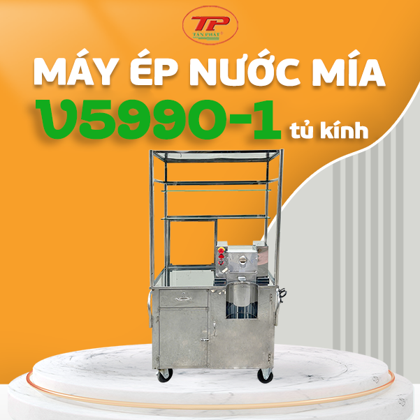 Máy Ép Mía Siêu Sạch Đầu Liền Bàn Có Kính V5990-1-400w (Ép 1 cây / lần )