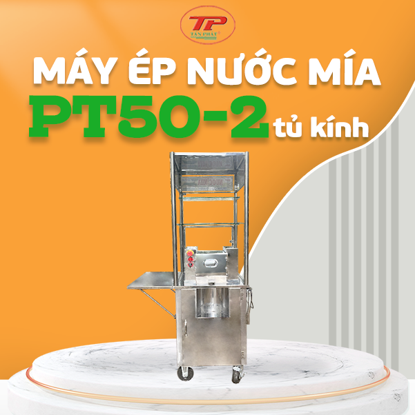 Máy Ép Mía Bàn Gập Có Kính PT50-2-800W (Ép 2 cây / lần )